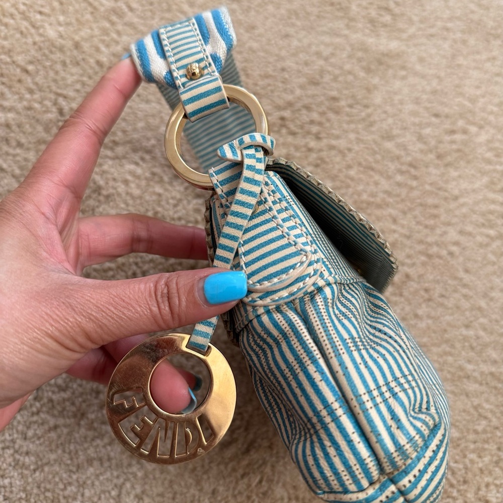 Fendi FF Turquoise Striped Mini Chef Bag - Picture 5 of 13